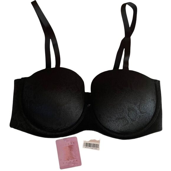 SAVAGE X Fenty Snake Lace T-Shirt Bra Black Caviar Size 40DD - Picture 1 of 8